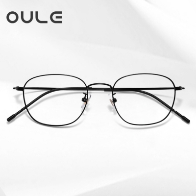 OULE 男女同款防蓝光近视眼镜 纯钛方框防辐射眼镜框 黑色
