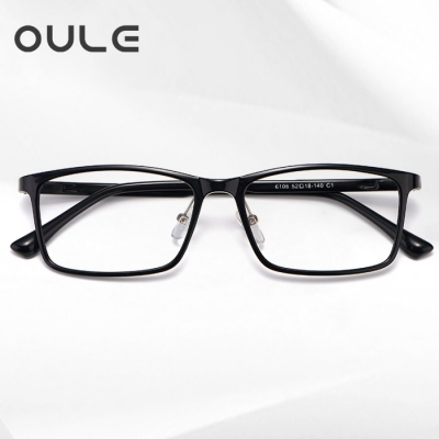 OULE 新款商务近视眼镜全框眼镜架 超轻TR90方形近视眼镜框 亮黑色