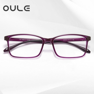 OULE 新款韩国超轻TR90眼镜框 防蓝光防辐射方形近视眼镜框 紫色