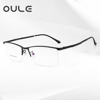 OULE 新款男士商务眼镜架金属半框近视眼镜框 时尚商务眼镜架 黑色