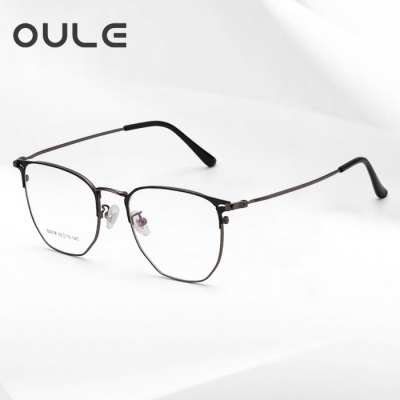 OULE 男女同款个性复古大脸超轻近视镜 潮防蓝光辐射眼镜框 黑色