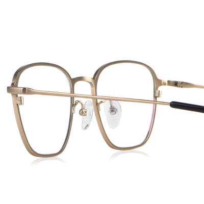 OULE 超轻高端纯钛复古眼镜框 男女时尚防蓝光钛架 亚黑金