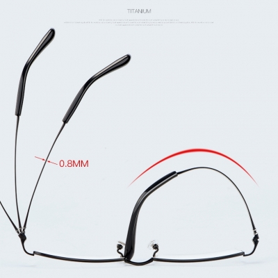 OULE 超轻半框高端纯钛眼镜 男士商务时尚近视眼镜框 枪色