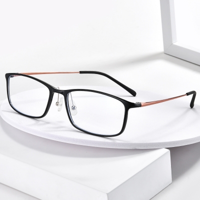 OULE TR90韩版眼睛框光学近视眼镜架 超轻复古方框眼镜框 黑色