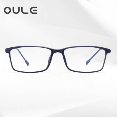 OULE 超轻全框近视眼镜男 时尚细边男女全框近视眼镜 蓝色