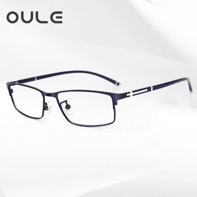 OULE 新款高档男士商务眼镜框 防辐射抗蓝光眼镜 全框蓝色