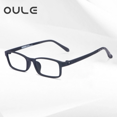 OULE 青少年防蓝光近视眼镜框 超轻TR90双色防辐射眼镜 磨砂黑