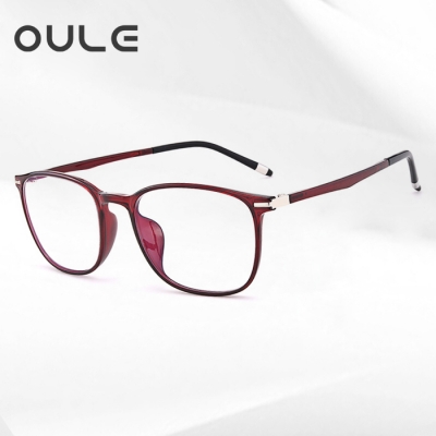 OULE 新款全框TR90眼镜架 超轻舒适全框文艺眼镜框 酒红色