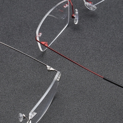 OULE 超轻β钛无框近视眼镜 男女同款潮流商务可折叠眼镜架 黑色