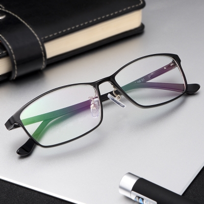 OULE 新款铝镁超轻眼镜框 男士商务全框舒适近视眼镜 蓝色框