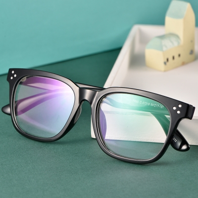 OULE 大脸方框潮流近视眼镜 超轻TR90方形复古素颜眼镜架 黑色