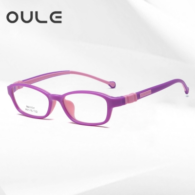 OULE 硅胶儿童学生远视近视眼镜框 男女超轻防蓝光眼镜 紫色