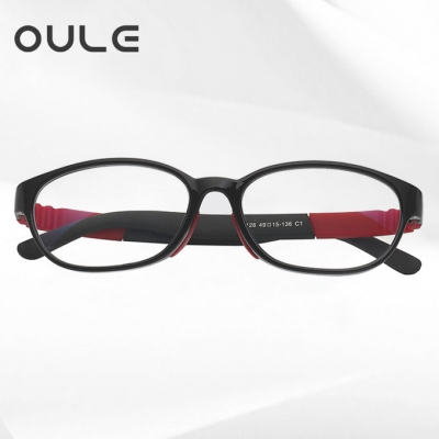 OULE 儿童防蓝光眼镜防辐射护目眼镜 男女超轻近视眼镜框 黑色