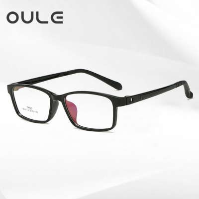 OULE 儿童时尚近视眼镜框 超轻TR90男女学生韩版眼镜框 亮黑框
