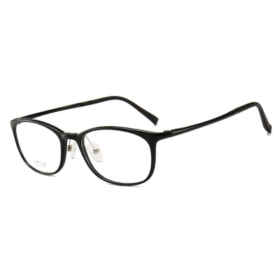 OULE 男女塑钢幼圆眼镜架 超轻简约记忆时尚眼镜框 黑色
