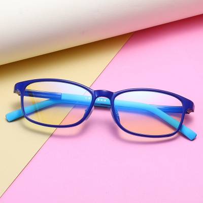 OULE 儿童近视防蓝光眼镜 超轻TR90男女电脑护目镜 蓝色框
