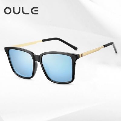 OULE 男韩版潮时尚防紫外线偏光太阳镜 男士开车专用驾驶镜 冰蓝片